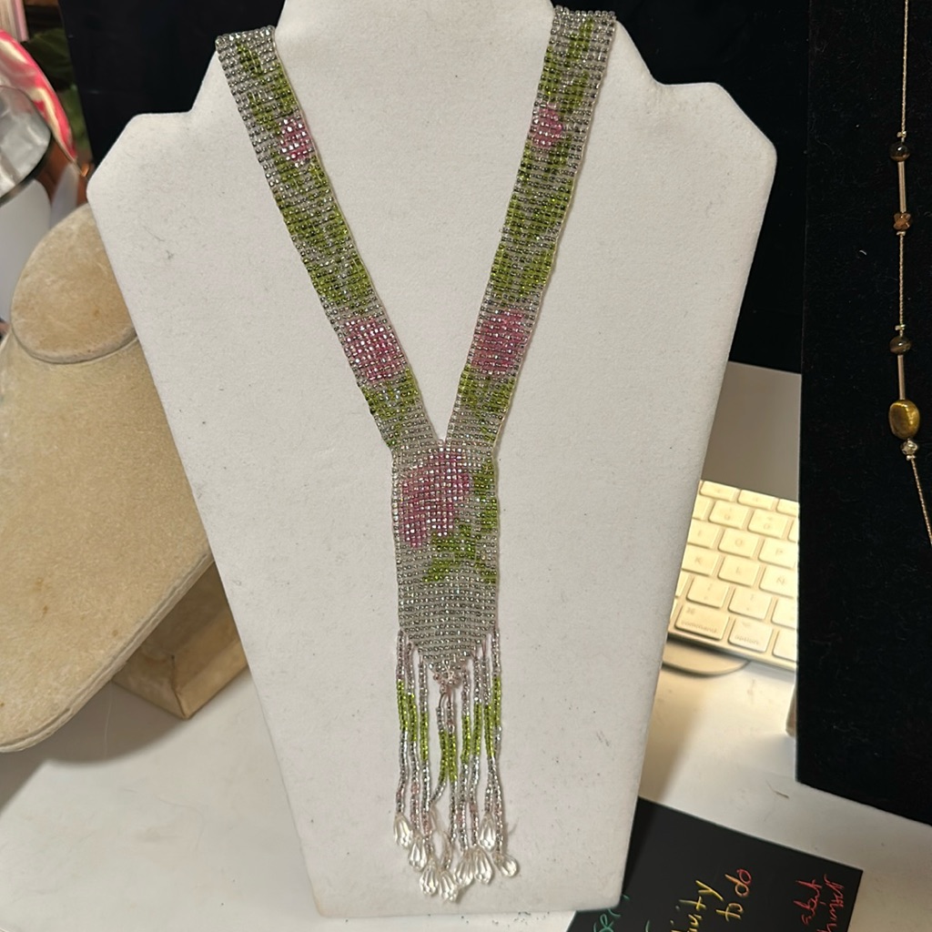 Vintage 1920s Flapper Sautoir Art Deco Seed Beaded Necklace